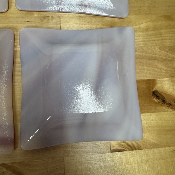 Set of 4 White Orange Red Fused Art Glass Trays 6" by 6" - Picture 11 of 15